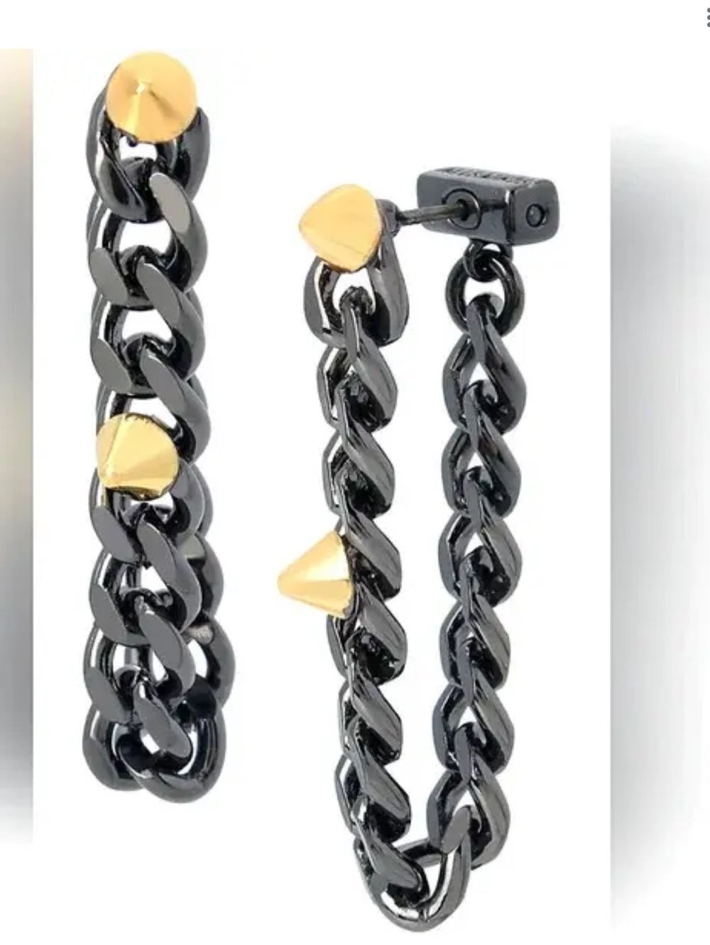 All Saints Pyramid Stud Chain Earrings New